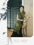 Olivegirl Women's Dress Qipao 2026 Green Cheongsam High End Elegant Young Chinese Retro Daily Summer Clothing