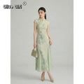 Olivegirl 2026 Chinese style dress women's clothing qipao summer Cheongsams green improved cheongsam fishtail dresses high-end
