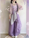 Olivegirl Hanfu Women's Clothing Chinese Style Short Shirt Suspender Print Elegant Sweet Song Pants Daily Outfit Summer Cosplay
