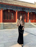 Suit Short Jacket Coat Skirt Set Women's Set Elegant Brown High-end Autumn Winter Two-piece Set Traditional Chinese Clothing