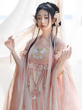 Pink Hanfu Dress | Flower Embroidery Fairy Cosplay | Chinese Dance Costume for Women