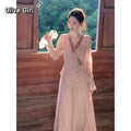 Pink Shirt Sequin Elegant Set Chinese Waist Cinched Top Half Skirt High-end Gentle Temperament Two-piece Set 2026 Spring Autumn