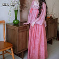 Olive Girl Pink Shirt Embroidery Blouse Chiffon Summer Top Sweet Elegant Pink Shirt Floral Print Women's Skirt Outfits Clothing