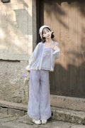Hanfu Lantern Pants Set | Sweet Purple Green | Improved Chinese Casual Summer Outfit