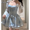 Olivegirl Girl's Fairy Dress Bubble Sleeves Dress Summer Girl Birthday Bra Purple Blue Princess Lovely Dress Y2k Clothing