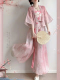 Olivegirl Hanfu Women's Song Style Short Shirt Flower Bud Pants Skirt Shorts Set Daily Summer Style