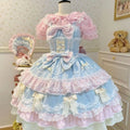 Summer Japanese Style Kawaii Lolita Dress Women Party Vintage Sweet Lace Bow Birthdays Cake Dresses Harajuku Y2k Bandage Dress
