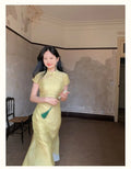 Chinese Style Dress Qipao Traditional Clothing Retro Young Improved Short Sleeve Cheongsam Dress Slim for Women Clothes Wedding