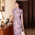 Purple Lace Cheongsam Dress Qipao Elegant Sweet Print High-end Cheongsam with Exquisite Traditional Chinese Women's Clothing