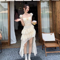 Plus Size 3XL Lolita Dress Sexy Elegant Rose Style Long Tailed Dress Oversized Women's Summer Sleeveless Polka Dot Dress Fairy