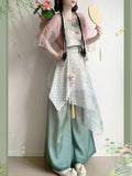 Song Dynasty Hanfu Set | Lotus Print Short Shirt & Pants | Lightweight Summer Cosplay