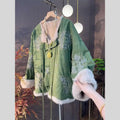 Thick Velvet Jacket Coat Cotton-padded Embroidered Green 2026 Winter Vintage Temperament High-end Exquisite Chinese Style