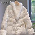 Pink Cotton Jacket Coat Fur Collar Embroidered White Cotton Jacket Elegant High-end Retro Winter Traditional Chinese Clothing