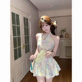 Olivegirl Chinese Dress Sexy Qipao Lace Flower Rainbow Plus Size Suspender Dress Cardigan Women's Clothing Fairy Cheongsam