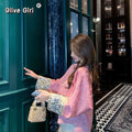 Pink Jacket Jacquard Satin Short Coat Women's Clothing 2026 Spring Autumn Elegant High-end Women's Top