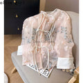 Exquisite Elegant Shirt Embroidered Tassel Buckle Women's Clothing 2025 Summer High-end Temperament Thin Cardigan Top Jacket
