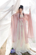 Pink Hanfu Dress | Flower Embroidery Fairy Cosplay | Chinese Dance Costume for Women