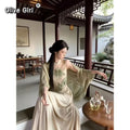 Olivegirl Women's Dress Sleeveless Printed Qipao Fairy Party Birthday Cheongsams Women's Sun Protection Cardigan