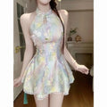 Olivegirl Chinese Dress Sexy Qipao Lace Flower Rainbow Plus Size Suspender Dress Cardigan Women's Clothing Fairy Cheongsam