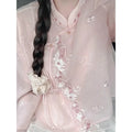 Women's Two Pieces Outfits Embroidered Pink Flower Top Short Skirt Traditional Chinese Clothing Women's Summer 2024 High-end Set