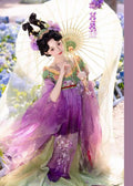 Olivegirl Hanfu Dress Set High End Cosplay Big Sleeve Original Fairy Hanfu Purple Green Embroidered Flower Slimming Set