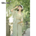 Hanfu Lantern Pants Set | Sweet Purple Green | Improved Chinese Casual Summer Outfit