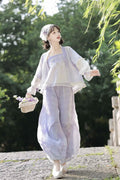 Hanfu Lantern Pants Set | Sweet Purple Green | Improved Chinese Casual Summer Outfit