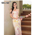 Olivegirl High End Dress Chinese Gradient Printed Sleeveless Lace Cheongsam Qipao Slim Sexy Long Dresses Women's Clothes