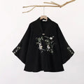 Embroidered Bamboo Rabbit Coat Shirt Spring Autumn 2025 Retro Chinese Traditional Versatile Black Jacket Top Women's Clothing