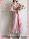 Olivegirl Hanfu Women's Song Style Short Shirt Flower Bud Pants Skirt Shorts Set Daily Summer Style