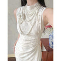 Olivegirl Wedding Dress Women's Qipao Cheongsam Jacquard White Retro Engagement Fish Tail Dress High-end Bridal Welcome Dress