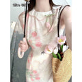 Olivegirl 2026 Summer Dress Tulip Chinese Petal-Necked Print Sleeveless Wrap-Up Bodice-Chasing Qipao Cheongsams Dresses