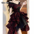 French Lolita Dress Black and Red Jacquard Wave Dress Lolita Luxury Fluffy Princess Dress Women Cosplay Costumes Collection 2026