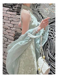 Women's Set Chinese Dress Cheongsam Chi-pao 2024 Summer Chinese Improved Qipao Slim Waist Hanging Neck Dress Sunscreen Cardigan