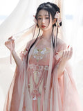 Pink Hanfu Dress | Flower Embroidery Fairy Cosplay | Chinese Dance Costume for Women