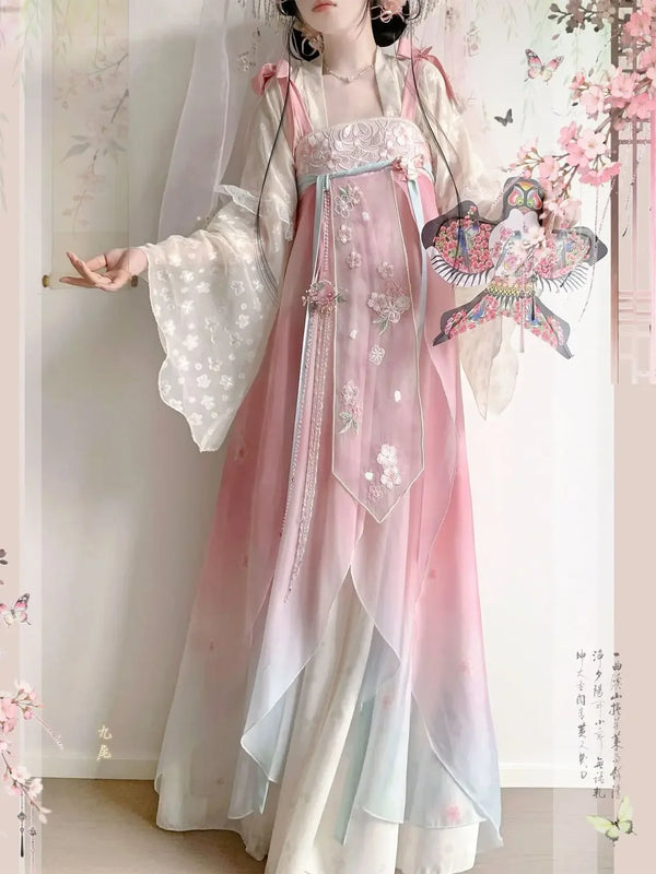 Olivegirl Tang Style Hanfu Dresses Embroidered Fairy Paired Cardigan Daily Fairy Style Tang Style Spring Summer Collection