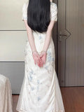 Olivegirl Jacquard Fabric Qipao Long Dress Chinese Cheongsams Exquisite Luxury High-end Elegant Temperament Women's Dress