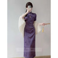 Olivegirl Chinese Purple Dress Cheongsam Qipao Young Style Elegant High-end Purple Waist Slim Dress Summer 2026