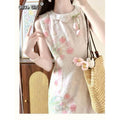 Olivegirl 2026 Summer Dress Tulip Chinese Petal-Necked Print Sleeveless Wrap-Up Bodice-Chasing Qipao Cheongsams Dresses