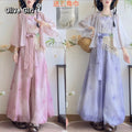 Olivegirl Hanfu Women's Outfits Daily Versatile Short Sleeved Shirt Flower Bud Pants Shorts Summer 2026 Cosplay Women's Clothing