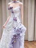 Olivegirl Purple Dress Evening Gown Fishtail Women's Dresses Luxury High-end Flower Wedding Banquet Bride's Toast Clothes