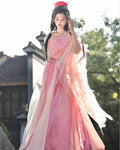 Olivegirl High-end Hanfu Pink Dress Embroidered Flowers Flowing Waist-Length Dresses Modified Fairy Tale Hanfu Women Cosplay