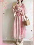Olivegirl Hanfu Women's Song Style Short Shirt Flower Bud Pants Skirt Shorts Set Daily Summer Style