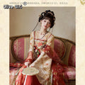 Chinese Hanfu Dresses Fairy Spring Summer Tang-Style Hanfu Dress Set Front Overlapping Large Sleeves Embroidery and Leaf Print
