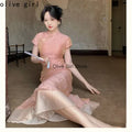 Chinese Style Dress Qipao Traditional Clothing Retro Young Improved Short Sleeve Cheongsam Dress Slim for Women Clothes Wedding