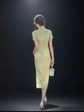 Green Dress Traditional Chinese Cheongsam Short Sleeve Retro Young Girl Improved Cheongsam Modern Summer 2024 Women's Clothes