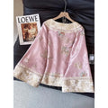 Outerwear Women's Coat Tops Light Luxury Temperament V-neck Embroidery 2025 Improved Chinese Style Top Half Skirt