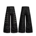 Olivegirl 2026 Women's Jeans Trousers Women Straight Trousers Gothic Y2K American Patchwork Rivet Design Black Loose Streetwear