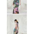 Olivegirl French Dress Printed Floral Fishtail Dress for Beach Vacation Sleeveless Women's Clothing High-end Sexy Temperament