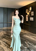 Olivegirl Summer Sexy Dress Evening Gown French Strap Fish Tail Bodycon Acetate Cocktail Dress High-End Elegant Women's Clothing